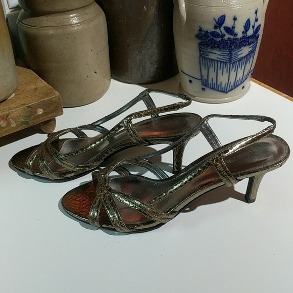 Calvin Klein Gold High Heeled Sandals - Picture 4 of 8